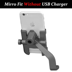 Aluminium Motorcycle Bike Phone Holder Stand With USB Charger Moto Bicycle Handlebar Mirro Mobil Bracket Support Mount