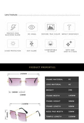 Fashion Small Rectangle Sunglasses Women Rimless Square Sun Glasses 2022 Summer Style Female Uv400 Green Brown