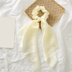 DIY Solid/Floral Print Bow Satin Long Ribbon Ponytail Scarf Hair Tie Scrunchies Women Girls Elastic Hair Bands Hair Accessories