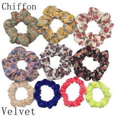 Scrunchies Set Hair Accessories Velvet Chiffon ties band Sequins organza Ponytail Holder Headwear No Crease Leopard Solid 10pcs