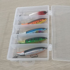 5PCS Topwater Fishing Lure Set/Whopper Bait with Box/Rotating Tail 13g 19g Pencil Popper Hard Bait Fishing
