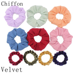 Scrunchies Set Hair Accessories Velvet Chiffon ties band Sequins organza Ponytail Holder Headwear No Crease Leopard Solid 10pcs
