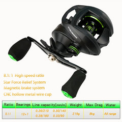 New Baitcasting Reel High Speed 8:1:1 Gear Ratio 17+1BB Fresh Saltwater Magnetic Brake System Ultralight Fishing ReeL 2000 Seri