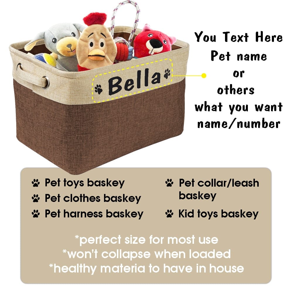 Custom Pet Storage Box Free Dog Name Printing Canvas Waterproof Dog Cat Toy Storage Container Foldable Storage Bag For Dogs Cats - Wowza
