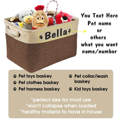 Custom Pet Storage Box Free Dog Name Printing Canvas Waterproof Dog Cat Toy Storage Container Foldable Storage Bag For Dogs Cats - Wowza