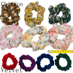 Scrunchies Set Hair Accessories Velvet Chiffon ties band Sequins organza Ponytail Holder Headwear No Crease Leopard Solid 10pcs