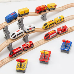RC Electric Train Set With Carriage Sound and Light Express Truck FIT Wooden Track Children Electric Toy Kids Toys