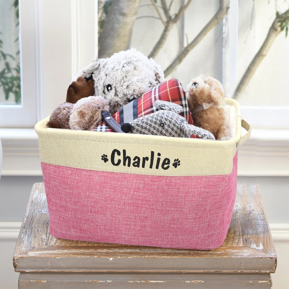Custom Pet Storage Box Free Dog Name Printing Canvas Waterproof Dog Cat Toy Storage Container Foldable Storage Bag For Dogs Cats - Wowza