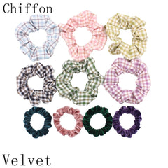 Scrunchies Set Hair Accessories Velvet Chiffon ties band Sequins organza Ponytail Holder Headwear No Crease Leopard Solid 10pcs