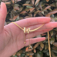 Vintage Butterfly Necklace For Women Stainless Steel Blade Snake Chains Aesthetic Charms Choker Women jewelry Gift To Mujer
