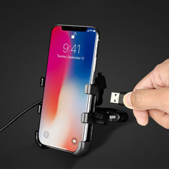 Aluminium Motorcycle Bike Phone Holder Stand With USB Charger Moto Bicycle Handlebar Mirro Mobil Bracket Support Mount