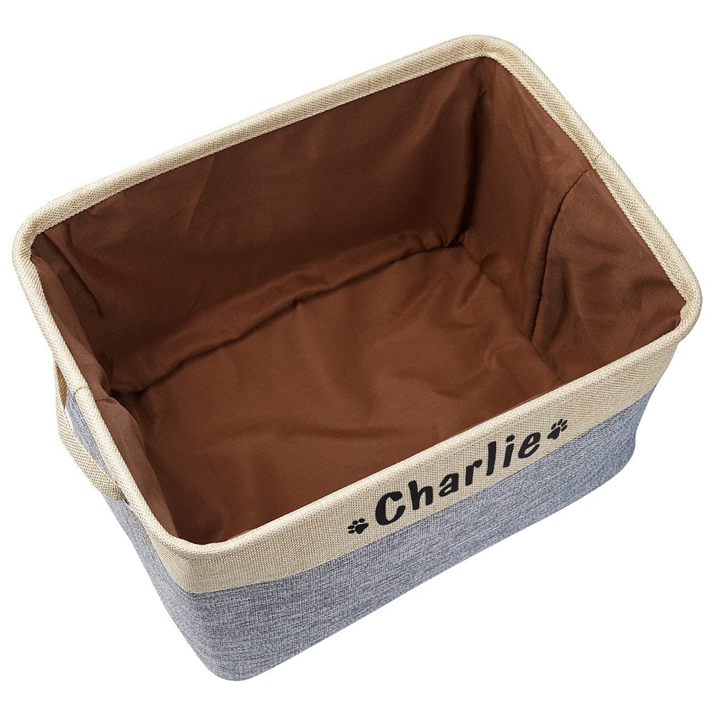 Custom Pet Storage Box Free Dog Name Printing Canvas Waterproof Dog Cat Toy Storage Container Foldable Storage Bag For Dogs Cats - Wowza