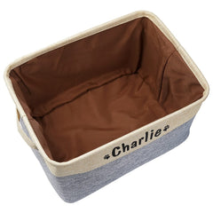 Custom Pet Storage Box Free Dog Name Printing Canvas Waterproof Dog Cat Toy Storage Container Foldable Storage Bag For Dogs Cats - Wowza