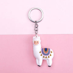 New Qualitied Original cartoon Lamb cute Luck Zodiac Alpaca keychain key ring Simulation Animals Pendant Jewelry Birthday gift