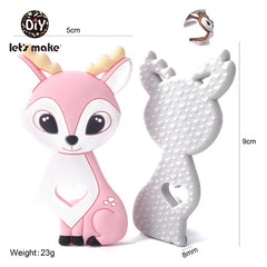 Tiny Rod BPA Free Food Grade Silicone Teethers Cartoon Animals Shape Pacifier Clips DIY Accessories Baby Teething 1pc Let's Make