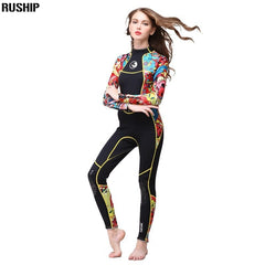 Hisea Women 3 MM SCR Neoprene Wetsuit High Elasticity Color Stitching Surf Diving Suit Equipment Jellyfish Clothing Long Sleeved