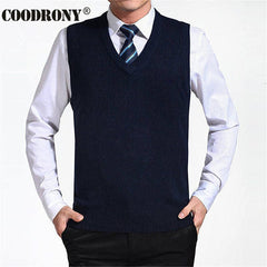 COODRONY 2020 New Arrival Solid Color Sweater Vest Men Cashmere Sweaters Wool Pullover Men Brand V-Neck Sleeveless Jersey Hombre
