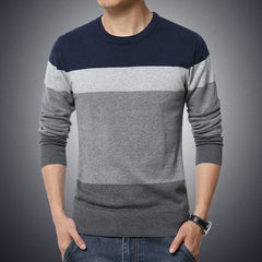 Casual Men's Sweater O-Neck Striped Slim Fit Knittwear 2023 Autumn Mens Sweaters Pullovers Pullover Men Pull Homme M-4XL