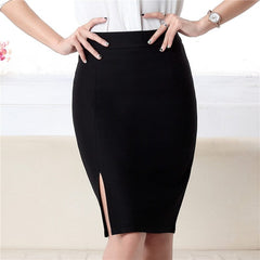 2023 New Fashion Women Office Formal Pencil Skirt Spring Summer Elegant Slim Front Slit Midi Skirt Black/Gray/Red OL Skirts