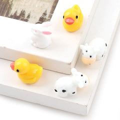 Mini 50pc AnimalResin Duck Rabbit Cows Flat Back DIY Miniature Artificial Hand Painted Resin Cabochon Craft Play Doll House Toy