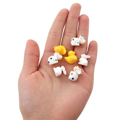 Mini 50pc AnimalResin Duck Rabbit Cows Flat Back DIY Miniature Artificial Hand Painted Resin Cabochon Craft Play Doll House Toy
