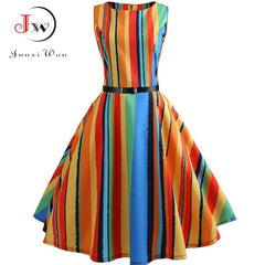 Summer Womens Dresses Casual Floral Retro Vintage 50s 60s Robe Rockabilly Swing Pinup Vestidos Valentines Day Party Dress