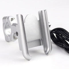 Aluminium Motorcycle Bike Phone Holder Stand With USB Charger Moto Bicycle Handlebar Mirro Mobil Bracket Support Mount