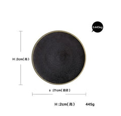 Exclusive KINGLANG Black Ceramic Dinner Plate Western Big Steak Plate Main Course Plate Dish Restaurant Plates