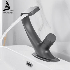 Basin Faucets Matte Black Modern Bathroom Mixer Tap Brass Washbasin Faucet Single Handle Single Hole Elegant Crane 855818