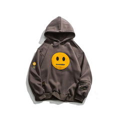 GONTHWID Hoodies Streetwear Hip Hop Zipper Pocket Smile Face Patchwork Hooded Sweatshirts Harajuku Hip Hop Casual Pullover Tops