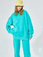 GCAROL Fall Winter Women Long Hooded Suits 80% Cotton Fleece Oversized Boyfriend Unisex Sweatshirt Elastic Waist Harem Pants