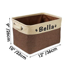 Custom Pet Storage Box Free Dog Name Printing Canvas Waterproof Dog Cat Toy Storage Container Foldable Storage Bag For Dogs Cats - Wowza