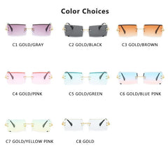 Fashion Small Rectangle Sunglasses Women Rimless Square Sun Glasses 2022 Summer Style Female Uv400 Green Brown