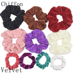 Scrunchies Set Hair Accessories Velvet Chiffon ties band Sequins organza Ponytail Holder Headwear No Crease Leopard Solid 10pcs