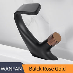 Basin Faucets Matte Black Modern Bathroom Mixer Tap Brass Washbasin Faucet Single Handle Single Hole Elegant Crane 855818