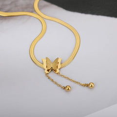 Vintage Butterfly Necklace For Women Stainless Steel Blade Snake Chains Aesthetic Charms Choker Women jewelry Gift To Mujer