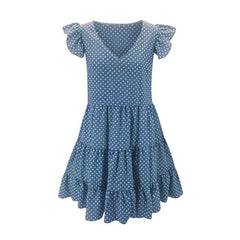 Summer Dress 2021 Women Ruffle Spring Street Sexy Casual Slim Thin Beach Party O Neck Mini Polka Dot Dress Vestidos De Fiesta
