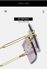 Fashion Small Rectangle Sunglasses Women Rimless Square Sun Glasses 2022 Summer Style Female Uv400 Green Brown