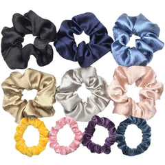 Scrunchies Set Hair Accessories Velvet Chiffon ties band Sequins organza Ponytail Holder Headwear No Crease Leopard Solid 10pcs