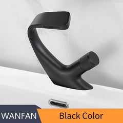 Basin Faucets Matte Black Modern Bathroom Mixer Tap Brass Washbasin Faucet Single Handle Single Hole Elegant Crane 855818