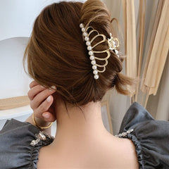 Korean Acrylic Hair Claws Pearl Claw Clips For Woman Large Size Barrette Crab For Girl Shark Clip Fashion Hair Accessories