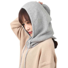 Women Winter Beanie Hat Cashmere Female Knitted Hooded Scarf Balaclava for Women Windproof Warm Wool Cap
