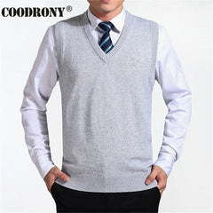 COODRONY 2020 New Arrival Solid Color Sweater Vest Men Cashmere Sweaters Wool Pullover Men Brand V-Neck Sleeveless Jersey Hombre