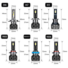 Pair of Car LED Headlight H7 LED H4 H1 H8 H11 HB3 HB4 9005 9006 9012 6000K 200W 50000LM Auto LED Lamp Turbo Fog Light 12V