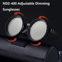 Handmade ND9 adjustable dimming sunglasses Retro Punk round men's outdoor fishing UV400 polarized driving sunglasses for women