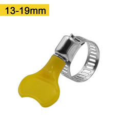 5pcs 8-44mm Adjustable Yellow Plastic Handle Hand Twist Hose Clamps Worm Driving 201 Stainless steel Pipe Clips For Tube