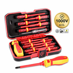 Electrician Screwdrivers Repair Tools Kit 13pcs 1000V Changeable Insulated Set with Magnetic Slotted Phillips Pozidriv Torx Bits
