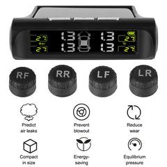 Universal Car Tire Pressure Monitoring System USB / Solar TPMS Tyre Temperature Monitor 0-6Bar Auto Security Alarm Systems
