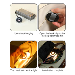 Purse Light with Automatic Sensor Illuminate Your Bag Touch Control Bag Lamp with Back Clip Mini Handbag Light for Mother Friend