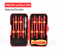 Electrician Screwdrivers Repair Tools Kit 13pcs 1000V Changeable Insulated Set with Magnetic Slotted Phillips Pozidriv Torx Bits